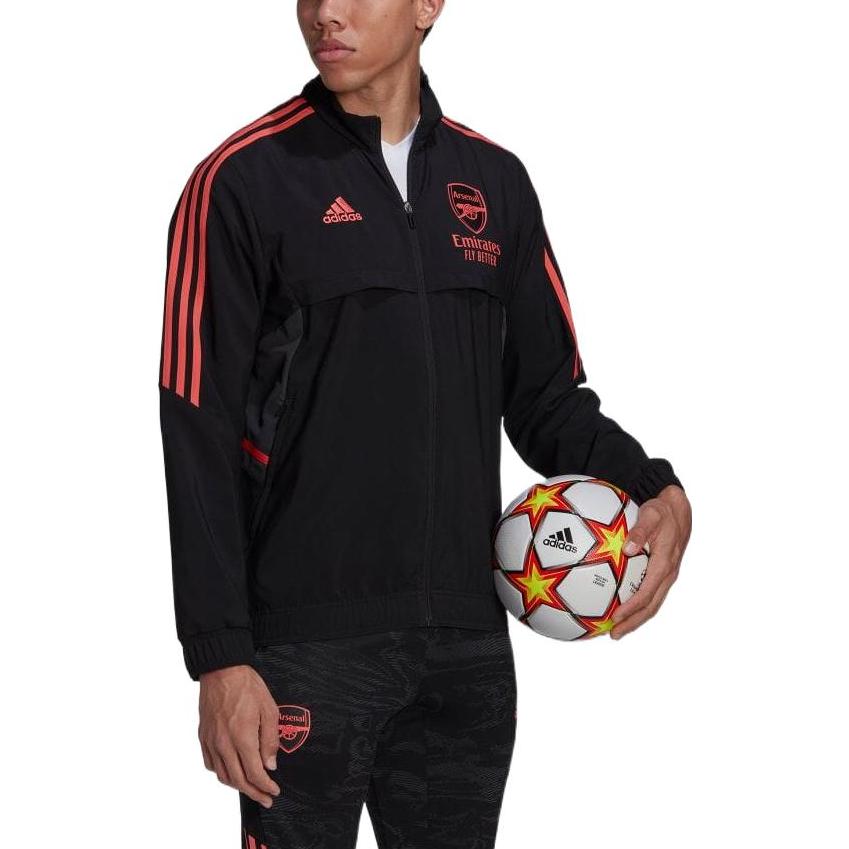 adidas Black Logo Print Retro Track Jacket with Zip and Striped Collar HC1247 圖 5