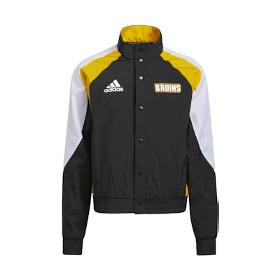 adidas Black Logo Print Stand Collar Button-Up Jacket HM3036