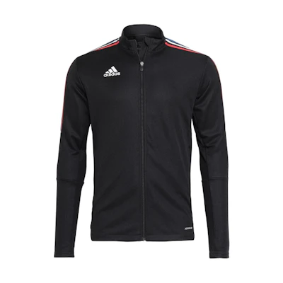 adidas Black Logo Print Striped Zipper Track Jacket IC6382