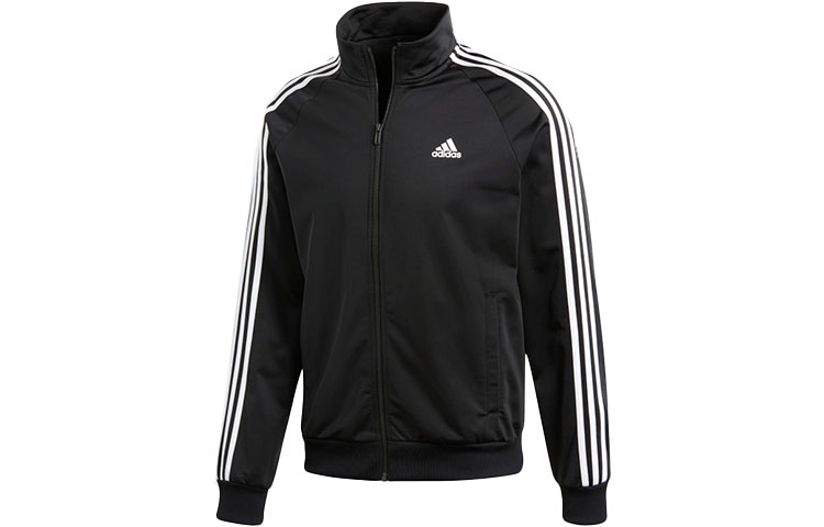 adidas Black Logo Print Track Jacket with Side Stripes BR1024