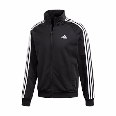 adidas Black Logo Print Track Jacket with Side Stripes BR1024