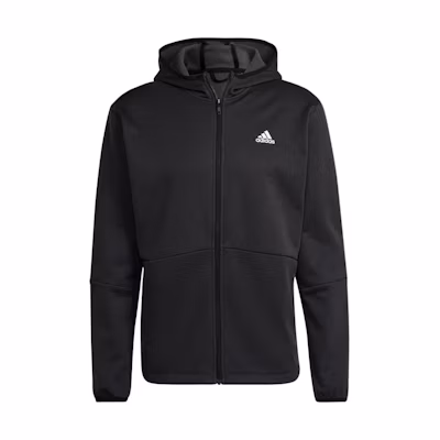 adidas Black Logo Print Zip-Up Hoodie Jacket HD3537