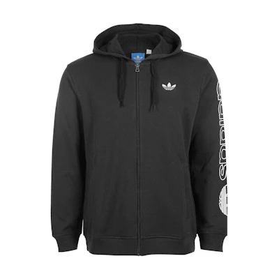 adidas Black Logo Print Zip-Up Hoodie Jacket Z35398