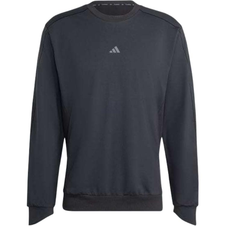 adidas Black Logo Printed Crewneck Pullover Long-Sleeve Sweatshirt JF4238