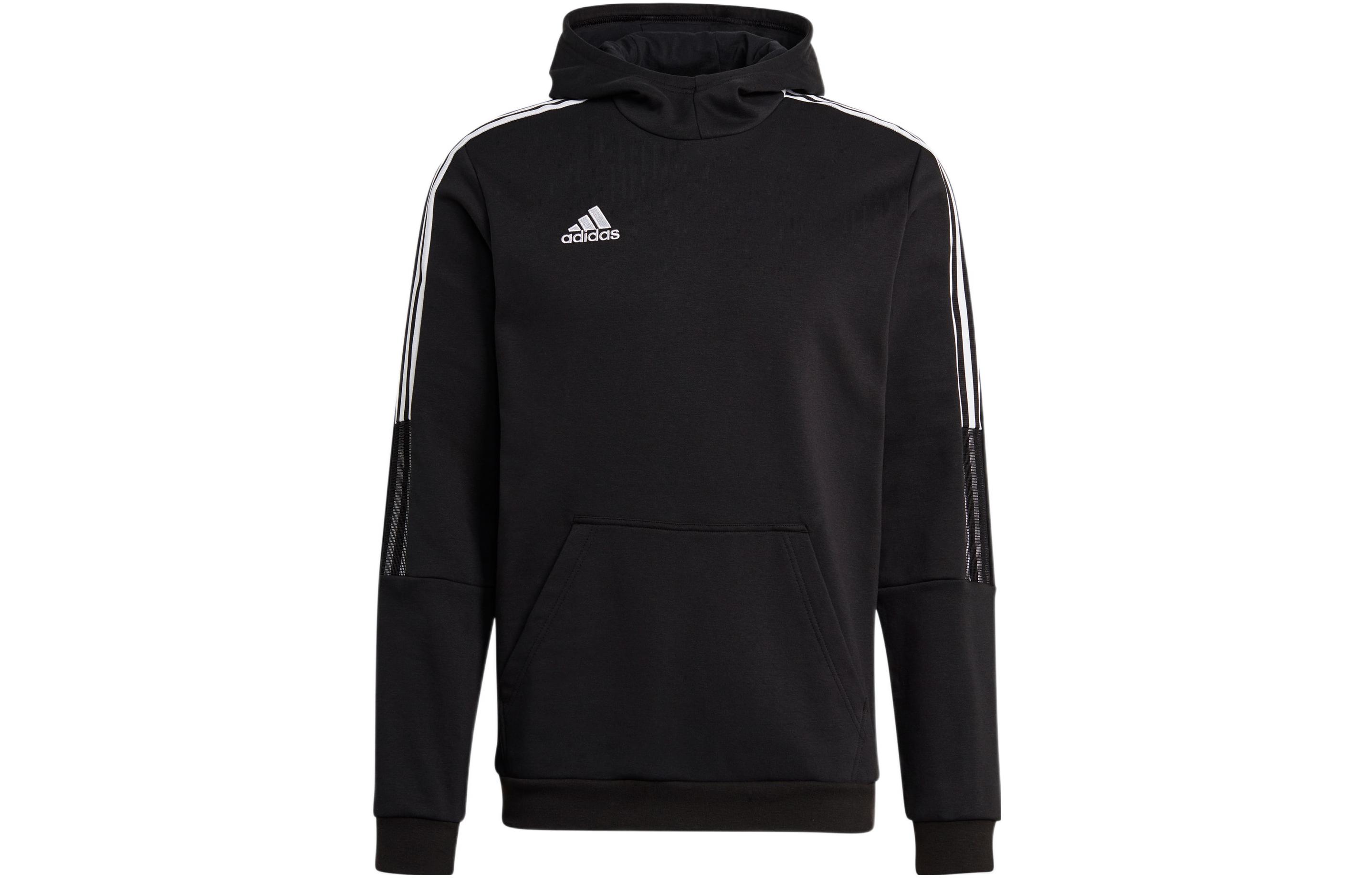 adidas Black Logo Printed Striped Hoodie Sweatshirt GM7341