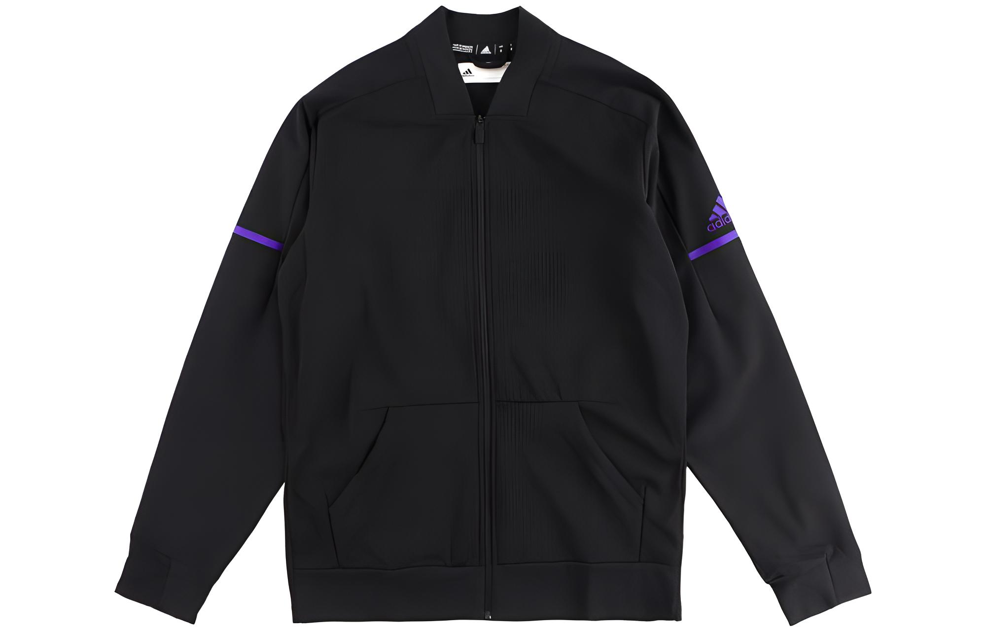 adidas Black Logo Stand Collar Loose Fit Zip-Up Jacket DN2797