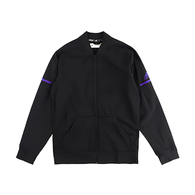 adidas Black Logo Stand Collar Loose Fit Zip-Up Jacket DN2797