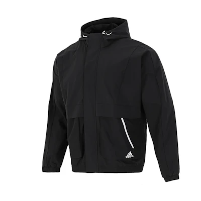 adidas Black Logo Windbreaker Jacket - Breathable & Durable for Fall Running H40211