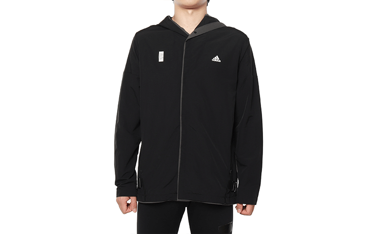 adidas Black Logo Woven Track Jacket with Zip Front DY8756