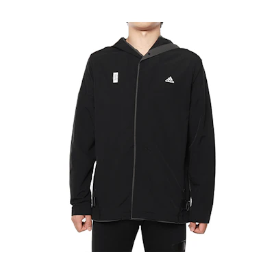 adidas Black Logo Woven Track Jacket with Zip Front DY8756
