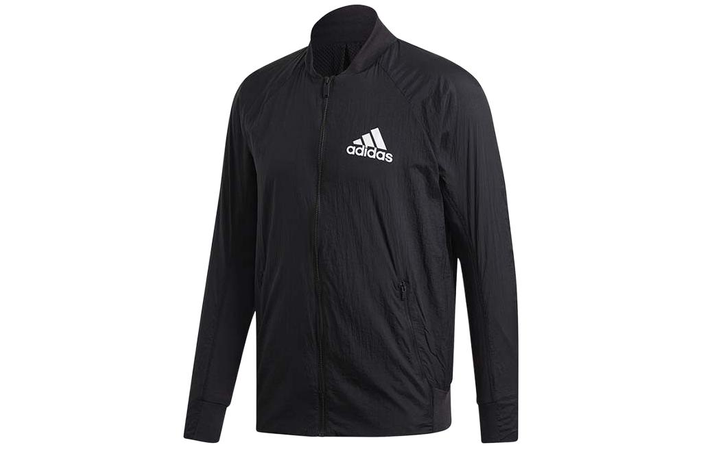 adidas Black Logo Zip-Up Casual Comfort Jacket FI4684