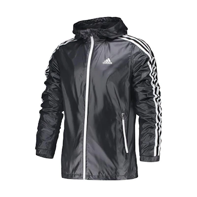 adidas Black Long-Sleeve Hoodie Jacket with Logo and Three Stripes Design BR1566