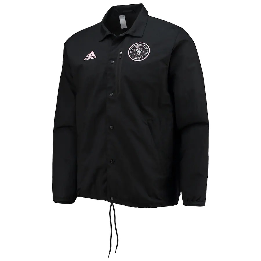 adidas Black Long-Sleeve Jacket with Logo Print and Pointed Collar HB8485
