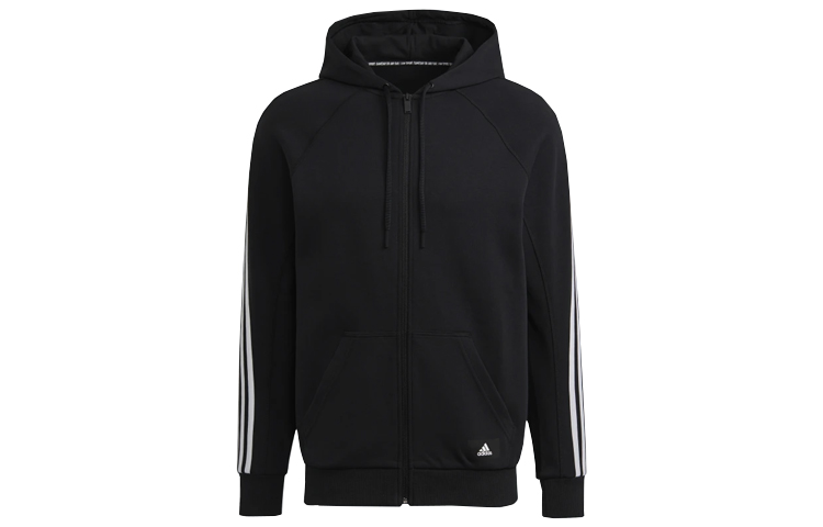 adidas Black Long-Sleeve Zip-Up Hoodie Jacket GM6450