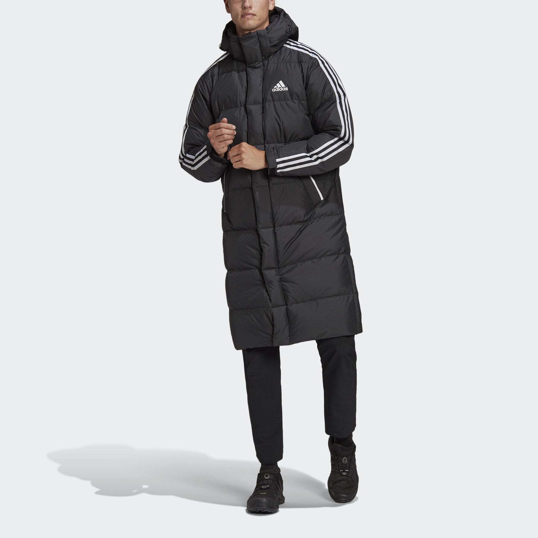 adidas Black Long Hooded Down Jacket for Unisex GF0070 圖 4