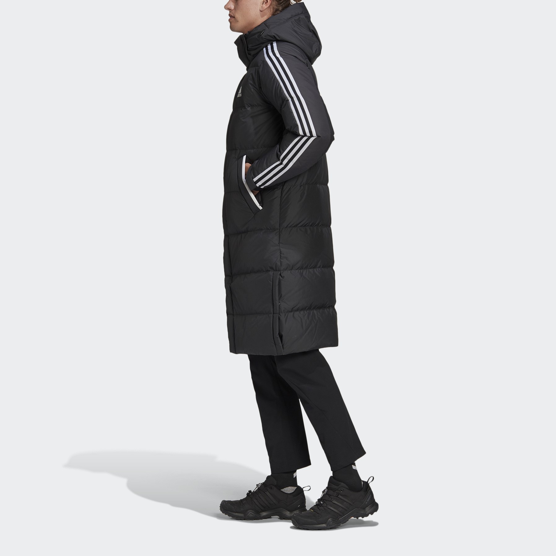 adidas Black Long Hooded Down Jacket for Unisex GF0070 圖 6
