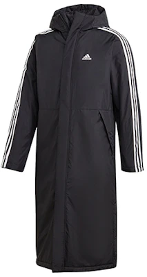 阿迪达斯黑色长款侧开衩连帽羽绒服Logo印花 GF0000 Lookbook 阿迪达斯黑色长款侧开衩连帽羽绒服Logo印花 GF0000