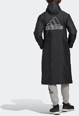 阿迪达斯黑色长款侧开衩连帽羽绒服Logo印花 GF0000 Shop 阿迪达斯黑色长款侧开衩连帽羽绒服Logo印花 GF0000