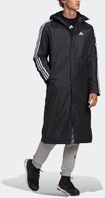 阿迪达斯黑色长款侧开衩连帽羽绒服Logo印花 GF0000 Sizing 阿迪达斯黑色长款侧开衩连帽羽绒服Logo印花 GF0000