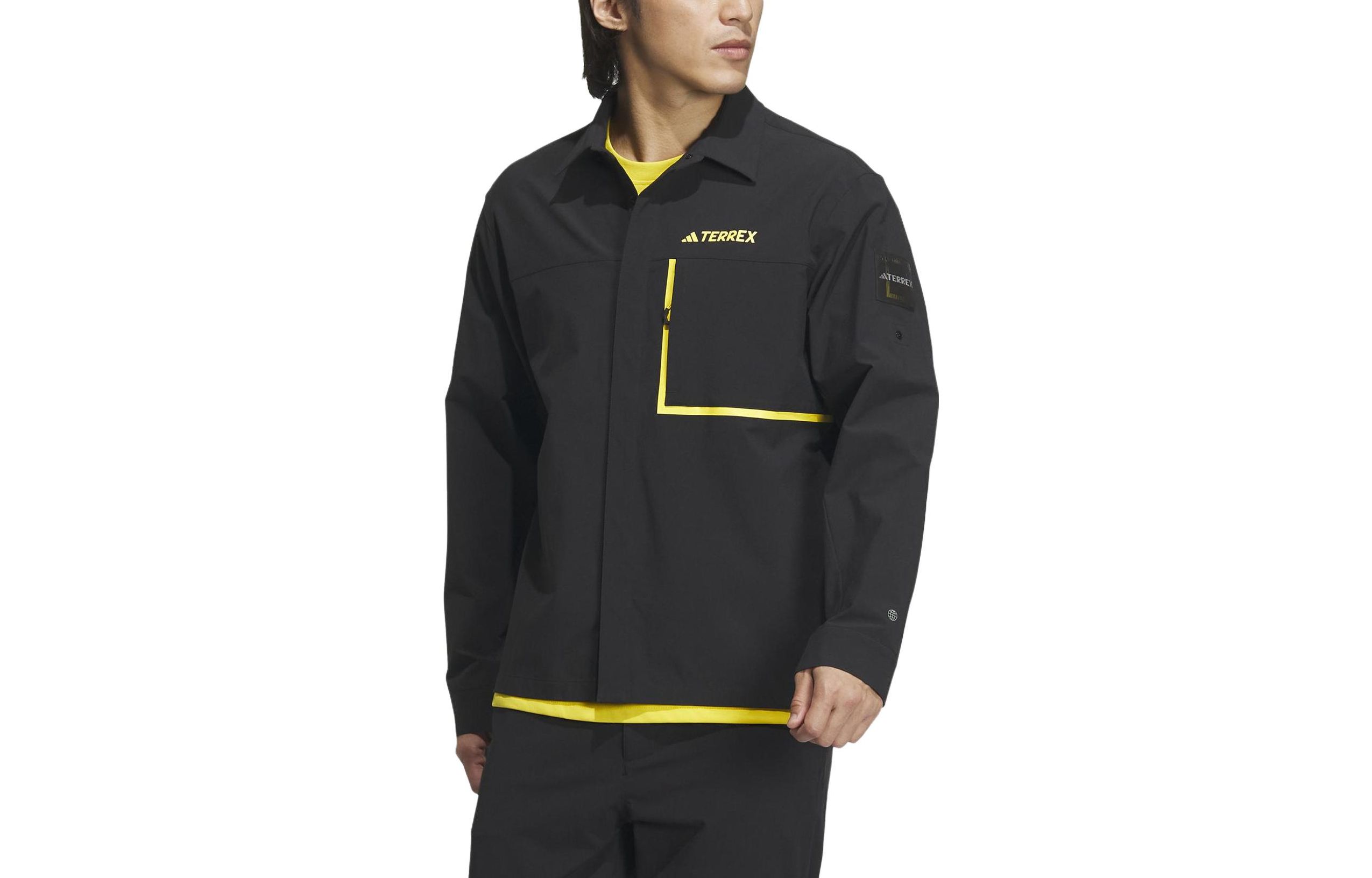 adidas Black Long Sleeve Polo Jacket with Colorblock Letter Print IC1984