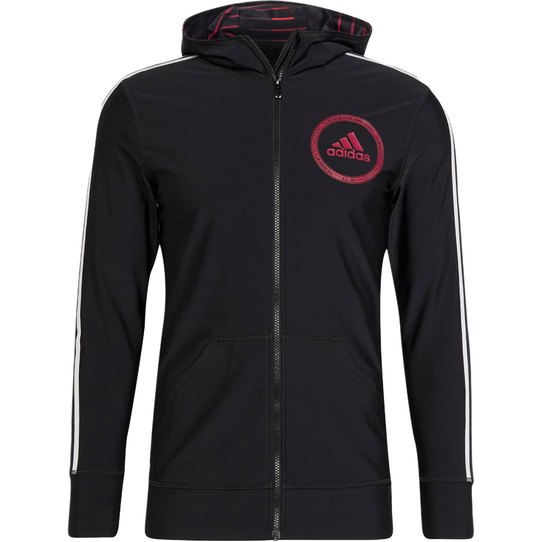 adidas Black Long Sleeve Rash Guard Zip Hoodie Jacket with Logo HB1682