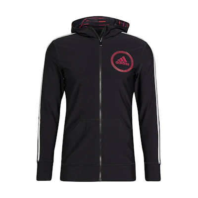adidas Black Long Sleeve Rash Guard Zip Hoodie Jacket with Logo HB1682