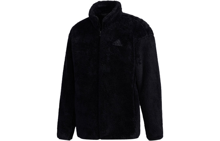 adidas Black Loose-Fit Logo Track Jacket with Stand Collar Long Sleeves GL7416