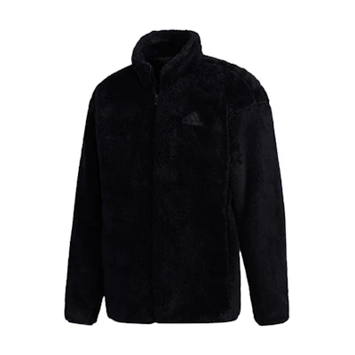 adidas Black Loose-Fit Logo Track Jacket with Stand Collar Long Sleeves GL7416