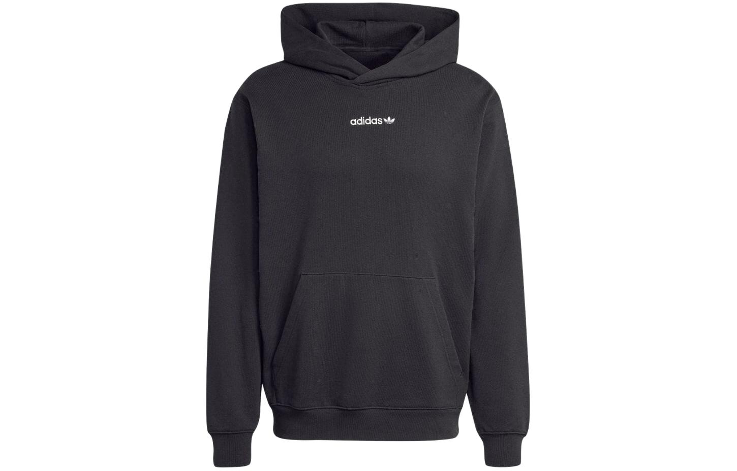 adidas Black Loose Fit Hoodie with Letter Print JF2864