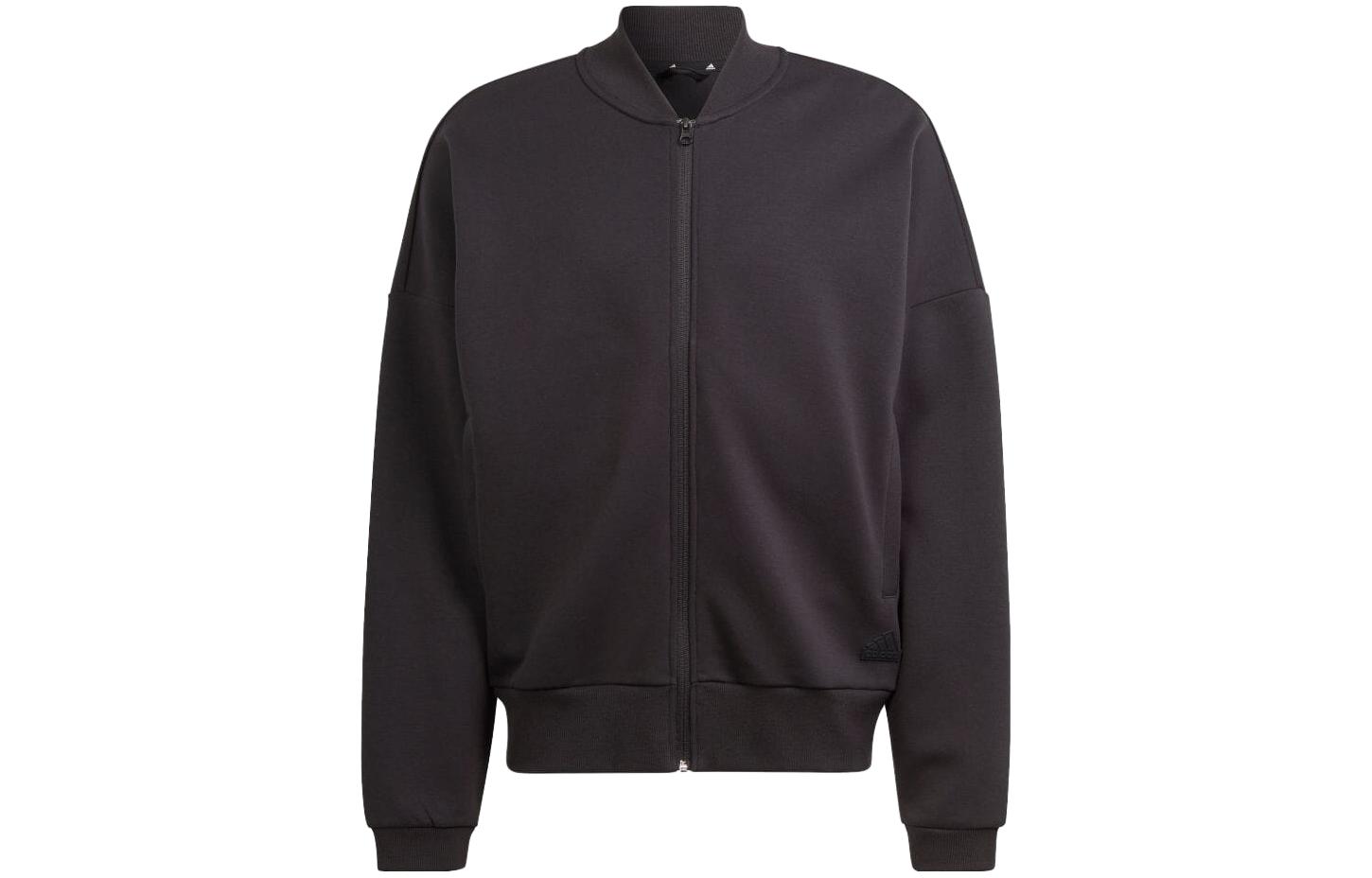 adidas Black Loose Fit Track Jacket with Logo Patch Design IJ6412