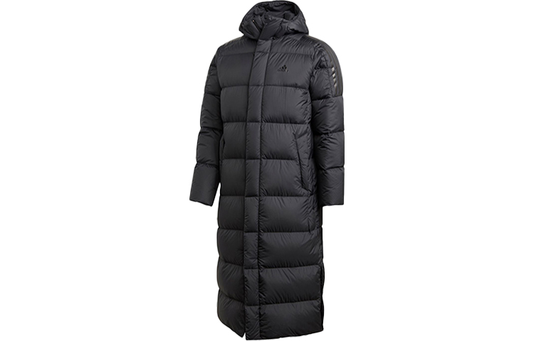 adidas Black Mid-Length Hooded Down Jacket for Winter GE9995 圖 2
