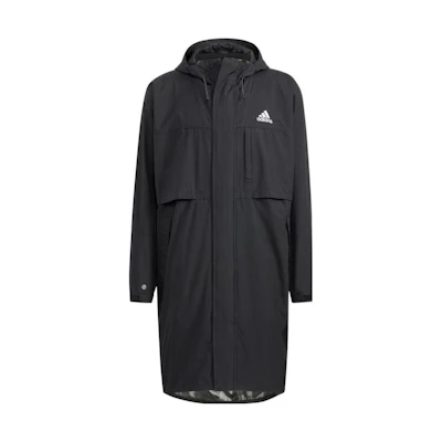 adidas Black Mid-Length Hooded Windbreaker Jacket HD0041