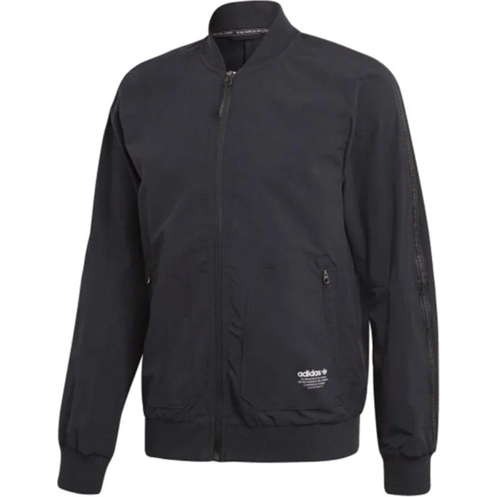 adidas Black Minimalist Logo Zip-Up Jacket Long Sleeve CV5832