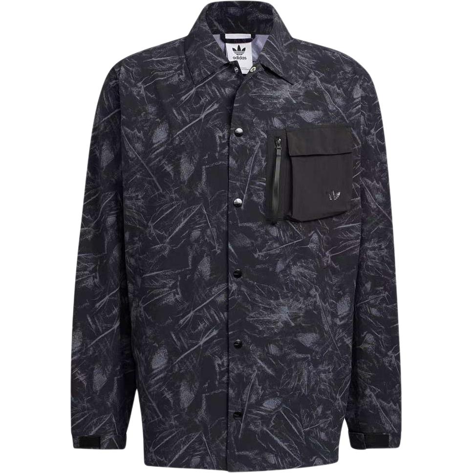 adidas Black Outdoor Casual Single-Breasted Shirt Collar Jacket HS9473