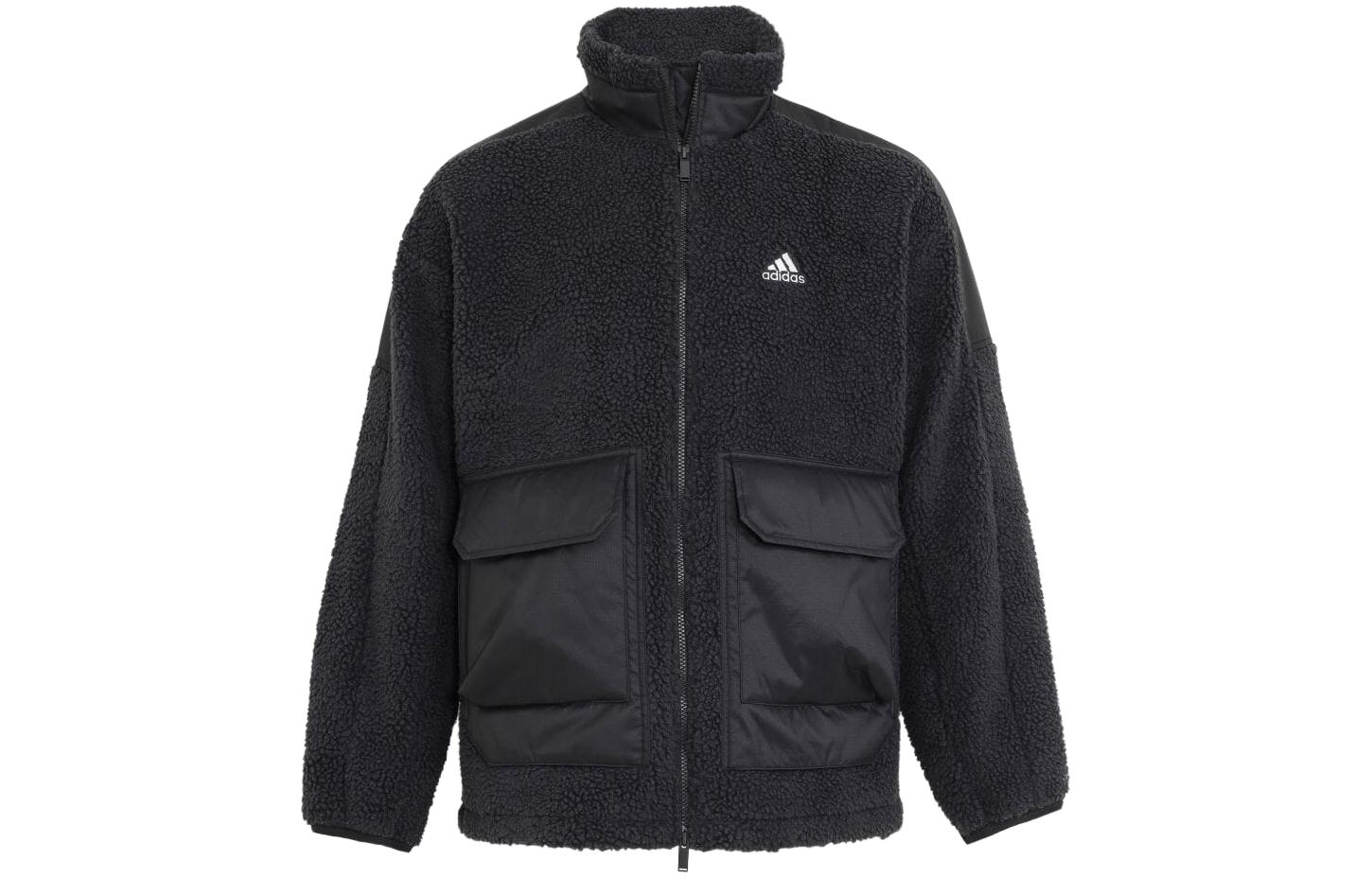 adidas Black Outdoor Casual Solid Zip-Up Stand Collar Jacket (Japan Edition) IK7341-JAPAN