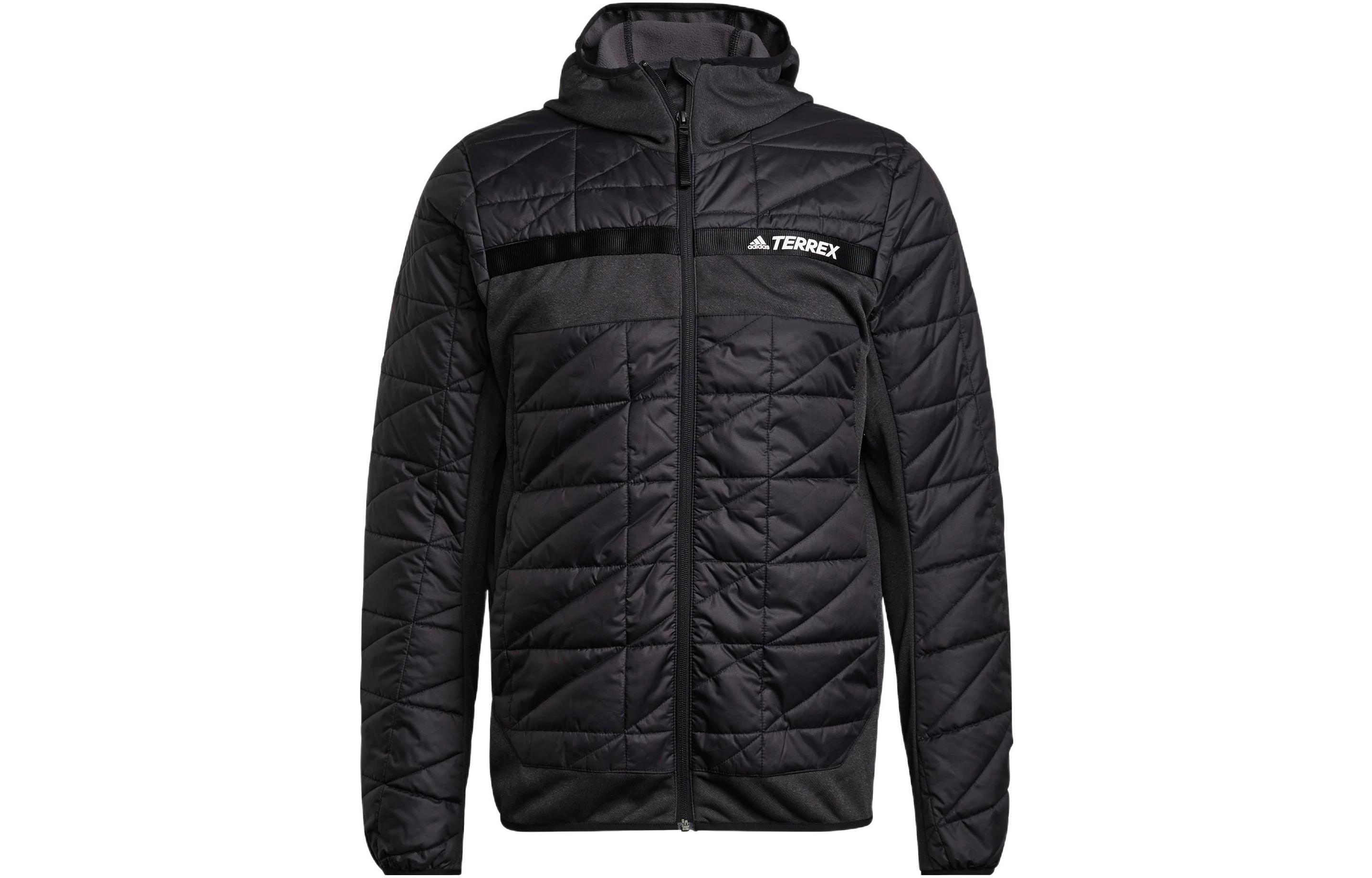 adidas Black Outdoor Sports Logo Hooded Jacket GU6487