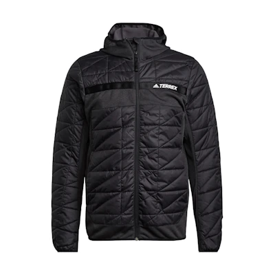 adidas Black Outdoor Sports Logo Hooded Jacket GU6487