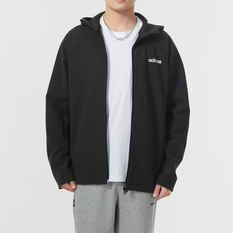 adidas Black Outdoor Training Jacket with Logo Print and Stripes JE3555 圖 5