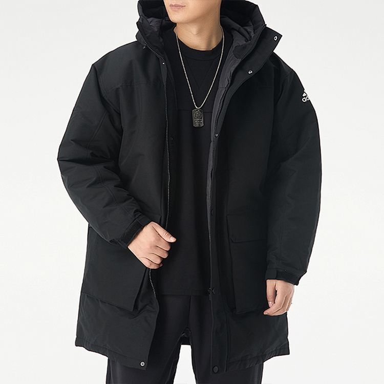 Details for Adidas 黑色戶外防風保暖連帽羽絨外套 GN9835