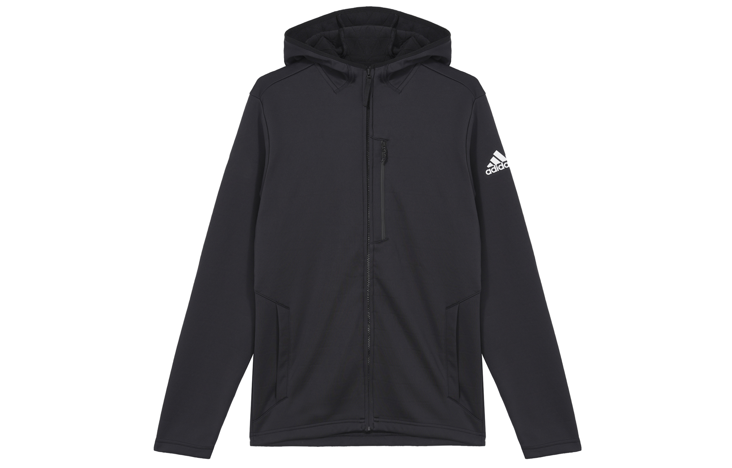 adidas Black Performance Logo Graphic Fleece-Lined Hooded Jacket GV3515