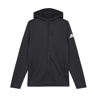 adidas Black Performance Logo Graphic Fleece-Lined Hooded Jacket GV3515