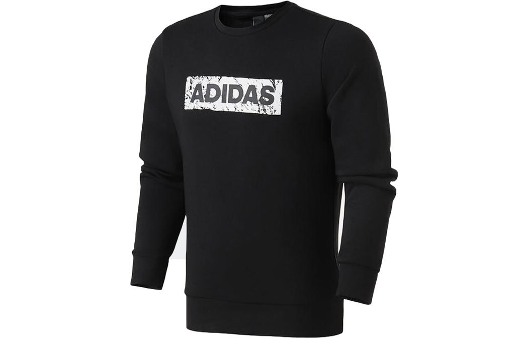 adidas Black Printed Crewneck Long-Sleeve Pullover Sweater DW4601