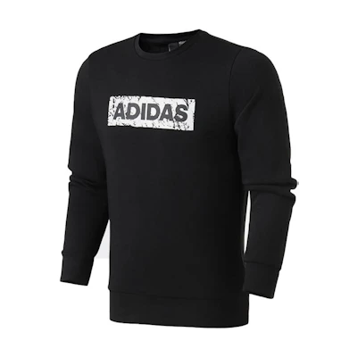 adidas Black Printed Crewneck Long-Sleeve Pullover Sweater DW4601