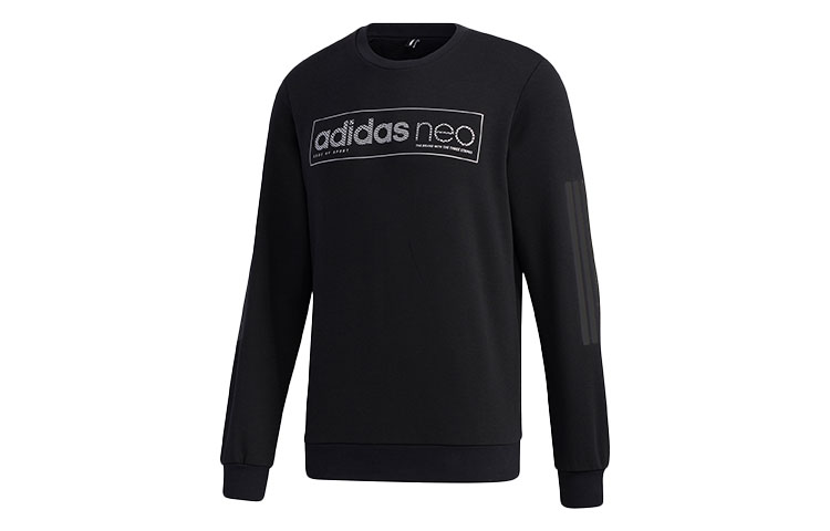 adidas Black Printed Logo Crewneck Pullover Sweatshirt GK8769