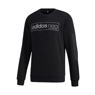 adidas Black Printed Logo Crewneck Pullover Sweatshirt GK8769
