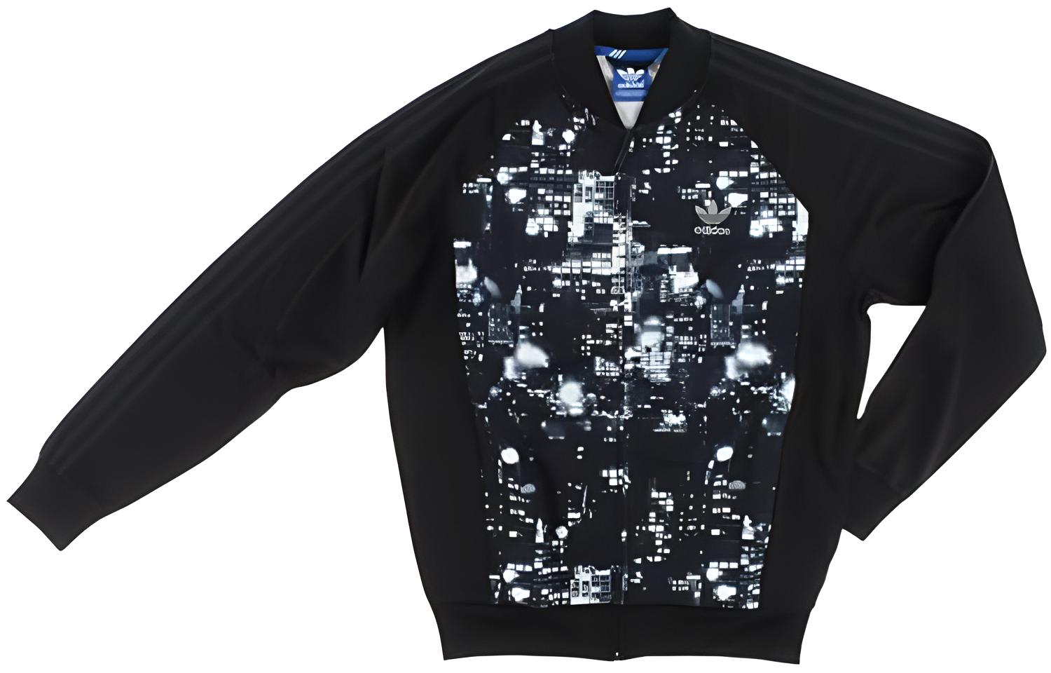 adidas Black Printed Zip-Up Slim Fit Jacket S22787