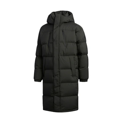 adidas Black Puffy Long Down Hooded Winter Jacket EH4008
