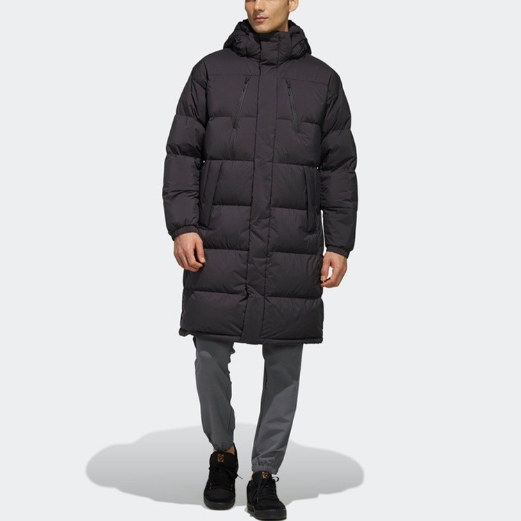 adidas Black Puffy Long Down Hooded Winter Jacket EH4008 圖 4
