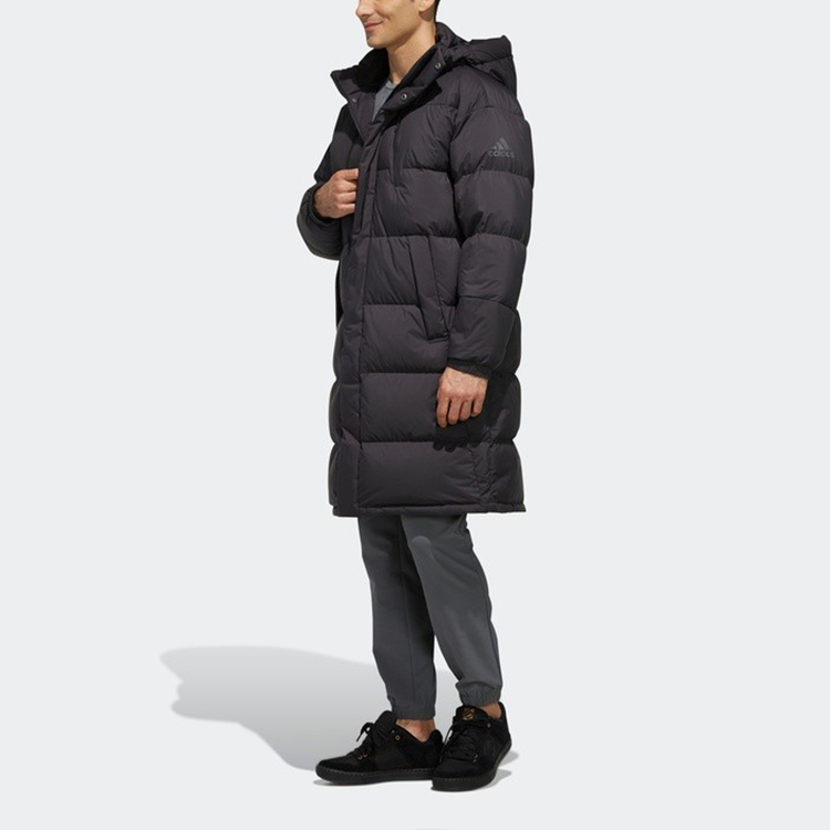 adidas Black Puffy Long Down Hooded Winter Jacket EH4008 圖 5