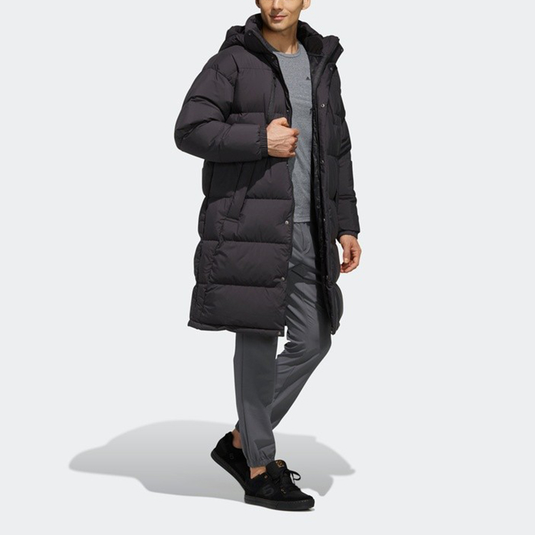 adidas Black Puffy Long Down Hooded Winter Jacket EH4008 圖 7